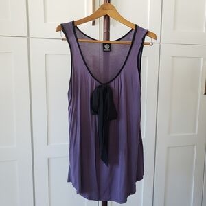 Purple Sleeveless Top with Black Bow